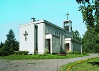Новая ц. во имя Св. Троицы нового Лин-тульского мон-ря. 1973 г. Архит. В. Суон-маа. Фотография. 1977–1979 гг. (Коллекция исторических изображений агентства наследия Финляндии) Фото: Т. Канерва