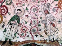 Католические святые Ботвид и Сигфрид. Фрагмент росписи свода церкви в Эверселё (Швеция). Сер. XV в. Фотография. 2005 г. Фото: Anvandare Klafui / Wikimedia Commons