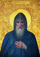 Преподобный Сергий Валаамский. Фрагмент иконы «Преподобные Сергий и Герман Валаамские» из иконостаса Преображенского собора Валаамского мон-ря. 90-е гг. XIX в. (Нововалаамский мон-рь, Финляндия)