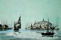 Вид Севастополя. Раскрашенная гравюра. 1838 г.