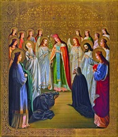 Явление Божией Матери прп. Серафиму Саровскому. Икона. 1901 г. Иконописец мон. Серафима (Петракова). Мастерская Серафимо-Дивеевского мон-ря (Серафимо-Дивеевский мон-рь)