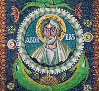 Ап. Андрей Первозванный. Мозаика арки пресбитерия. Нач. 40-х гг. VI в. Фото: В. Е. Сусленков
