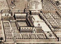 Аббатство Сен-Медар. Гравюра М. Жермена в сб. «Matériaux du Monasticon gallicanum». XVII в. (Paris. lat. 11820)