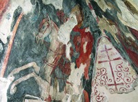 Чудо св. Георгия о змие. Роспись церкви в Нузале. XIV в. Фото: Д. В. Белецкий