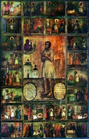 Блж. Симон Юрьевецкий в молении перед Божией Матерью, с житием. Икона. Нач. XIX в. (ц. Сошествия Св. Духа в г. Юрье-вец) Фото: Н. А. Мерзлютина