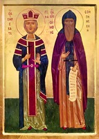 Вмц. Екатерина и прп. Симон Сойгинский. Икона. Нач. XXI в. (Никольский кафедральный собор в Мурманске)