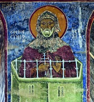 Прп. Симеон Столпник Дивногорец. Роспись ц. Богородицы в Ахтале. Между 1205 и 1216гг. Фото: В. Е. Сусленков