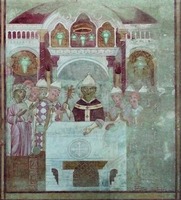 Освящение базилики ап. Петра в Риме св. Сильвестром. Роспись ц. Сан-Пьеро-а-Градо в Пизе. Нач. XIV в. Фото: Gianni Careddu/ Wikimedia Commons