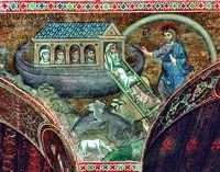 Праотец Ной с сыновьями в ковчеге. Мозаика Палатинской капеллы в Палермо. 1143–1146 гг. Фото: В. Е. Сусленков