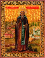 Прп. Сильвестр Обнорский. Икона. 60-е гг. XIX в. (собрание А. В. Дадиани)