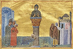 Преподобный Симеон Столпник. Миниатюра из Минология имп. Василия II. 1-я четв. XI в. (Vat. gr. 1613. P. 2)