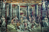 Крещение имп. равноап. Константина св. Сильвестром. Роспись «Зала Константина» Папского дворца в Ватикане. Мастерская Рафаэля. 1508–1517 гг. Фото: Darafsh/Wikimedia Commons