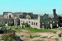 Комплекс прп. Симеона Столпника Калъат-Симъан. Фотография. 2017 г. Фото: Wooofer / Wikimedia Commons