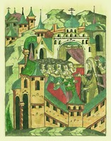 Поучение свт. Симеона Новгродского псковичам. Миниатюра из Лицевого летописного свода. 70-е гг. XVI в. (БАН 31. 7. 30-2. Л. 860 об.)