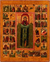 Прп. Симеон Столпник, с житием. Икона. Oк. 1713 г. (ЦМиАР)