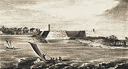 Первый форт и поселение в Сент-Огастин (шт. Флорида). Рисунок из кн.: Sewall R. K. Sketches of St. Augustine. N. Y., 1848. P. 24