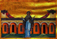 Прп. Синклитикия Александрийская. Миниатюра из Минология имп. Василия II. 1-я четв. XI в. (Vat. gr. 1613. P. 297)