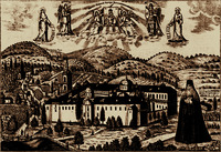 Скит прор. Илии на Афоне. Литография. Сер. XIX в.