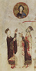 Прор. Давид и царь Соломон. Миниатюра из Феодоровской Псалтири. 1066 г. (Lond. Brit. Lib. Add. 19352. Fol. 91v)