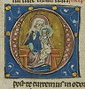 Суламифь с царем Соломоном. Инициал из франц. рукописи. 1200–1249 гг. (Bibliotheque municipale de Toulouse. Ms 1. Fol. 189v)