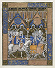 Девора посылает Варака на бой с хананеями. Миниатюра из Псалтири. 1270–1274 гг. (Paris. lat. 10525. Fol. 47v)