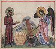 Жертва Гедеона. Явление ангела. Миниатюра из Октатевха. Ок. 1150 г. (Vat. gr. 746. pt. 2. Fol. 478r)