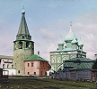 Благовещенская церковь с колокольней и собор в честь Рождества Пресв. Богородицы в Суздале. Фотография С. М. Прокудина-Горского. 1912 г. Фото: Б-ка Конгресса США