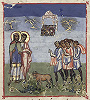 Жертвоприношение рыжей телицы. Миниатюра из Октатевха. XI в. (Vat. gr. 747. Fol. 170r)