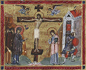 Распятие Христово. Миниатюра из Лекционария с минологием. Кон. XI в. (Vat. gr. 1156. Fol. 194v)