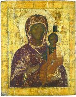 Икона Божией Матери «Одигитрия» из Успенского собора Иосифова Волоколамского мон-ря. 1485 г. Мастер Дионисий (ЦМиАР)
