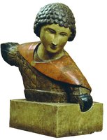 Вмч. Георгий Победоносец. Фрагмент скульптуры. 1464 г. Мастер В. Д. Ермолин (ГТГ)