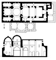 Церковь аль-Адра мон-ря Сирийцев в Вади-эн-Натрун. Между 645 и 665 гг., ок. 910 г. План и разрез