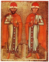Святые Борис и Глеб. Икона. 2-я пол. XVI в. (ЛМУМ)