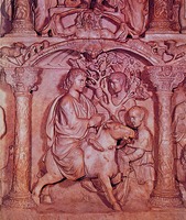 Вход Господень в Иерусалим. Фрагмент барельефа саркофага Юния Басса. 359 г. (Музеи Ватикана)