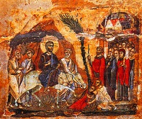 Вход Господень в Иерусалим. Фрагмент иконы «Деисус с 12 праздниками» XI в. (мон-рь вмц. Екатерины на Синае)