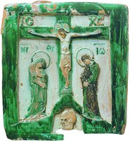 Распятие с предстоящими. Керамическая икона. Кон. XIII в. (музей ц. Панагии Паригоритиссы в Арте, Греция)