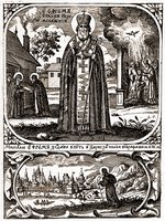 Свт. Ефрем Переяславский. Гравюра Л. Тарасевича. Патерик, или Отечник, Печерский. К., 1702. Л. 134 (РГБ)