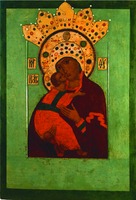 Владимирская икона Божией Матери из собора Св. Софии в Новгороде. 1552 или 1561 г. (НГОМЗ)