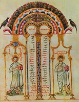 Канон согласований. Миниатюра из Евангелия Раввулы. 586 г. (Laurent. Plut. I. 56. Fol. 10)