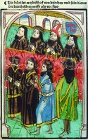 Митр. Григорий Цамблак на богослужении. Гравюра (Richental U. Concilium zu Constanz. Augsburg, 1483. P. LXX) (РГБ)