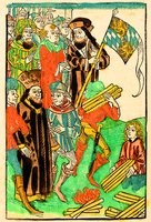 Шествие Иеронима Пражского к месту казни. Раскрашенная гравюра из кн.: Richental U. Concilium zu Constanz. Augsburg, 1483 (РГБ)