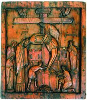 Снятие с креста. Резная икона. 1-я пол. XVI в. (ГММК)