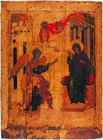 Благовещение. Икона из праздничного ряда иконостаса Успенского собора Кирилло-Белозерского мон-ря. 1497 г. (КБМЗ)