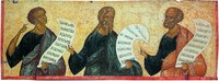 Пророки Иезикииль, Исаия, Иаков. Икона. Ок. 1497 г. (ГРМ)