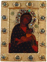 Икона Божией Матери “Блаженное чрево”. Кон. XVI в. (Оружейная палата ГММК)