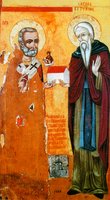 Свт. Николай Чудотворец и прп. Евтихий. Икона. 1708 г. (мон-рь Иереев, Кипр)