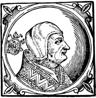 Григорий IX, папа Римский. Гравюра. 1600 г. (Sacchi. Vitis pontificum. 1626) (РГБ)