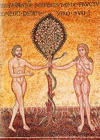 Искушение Адама и Евы. Мозаика собора в Монреале. Сицилия. XII в.