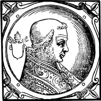 Григорий II, папа Римский. Гравюра. 1600 г. (Sacchi. Vitis pontificum. 1626) (РГБ)