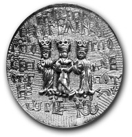 Золотая вислая печать Ангелины, Георгия и Иоанна Бранковичей. Аверс: изображение деспотицы Ангелины с сыновьями